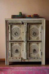 Indian Vintage Hand Carved Solid Wood Cabinet D56